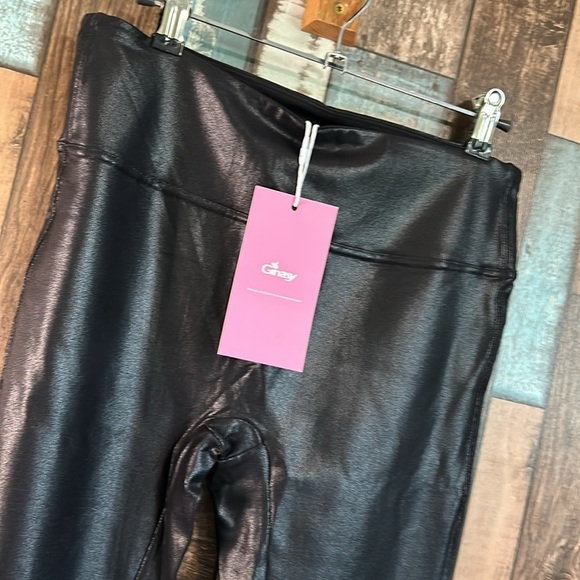 Ginasy black faux leather pleather ankle leggings - Picture 9 of 16
